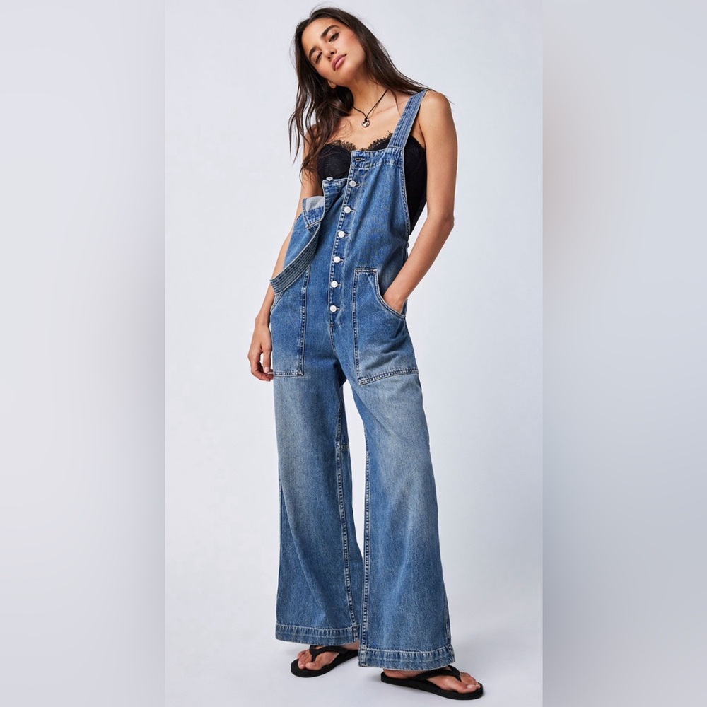 Free People Blue Denim Jumpsuit